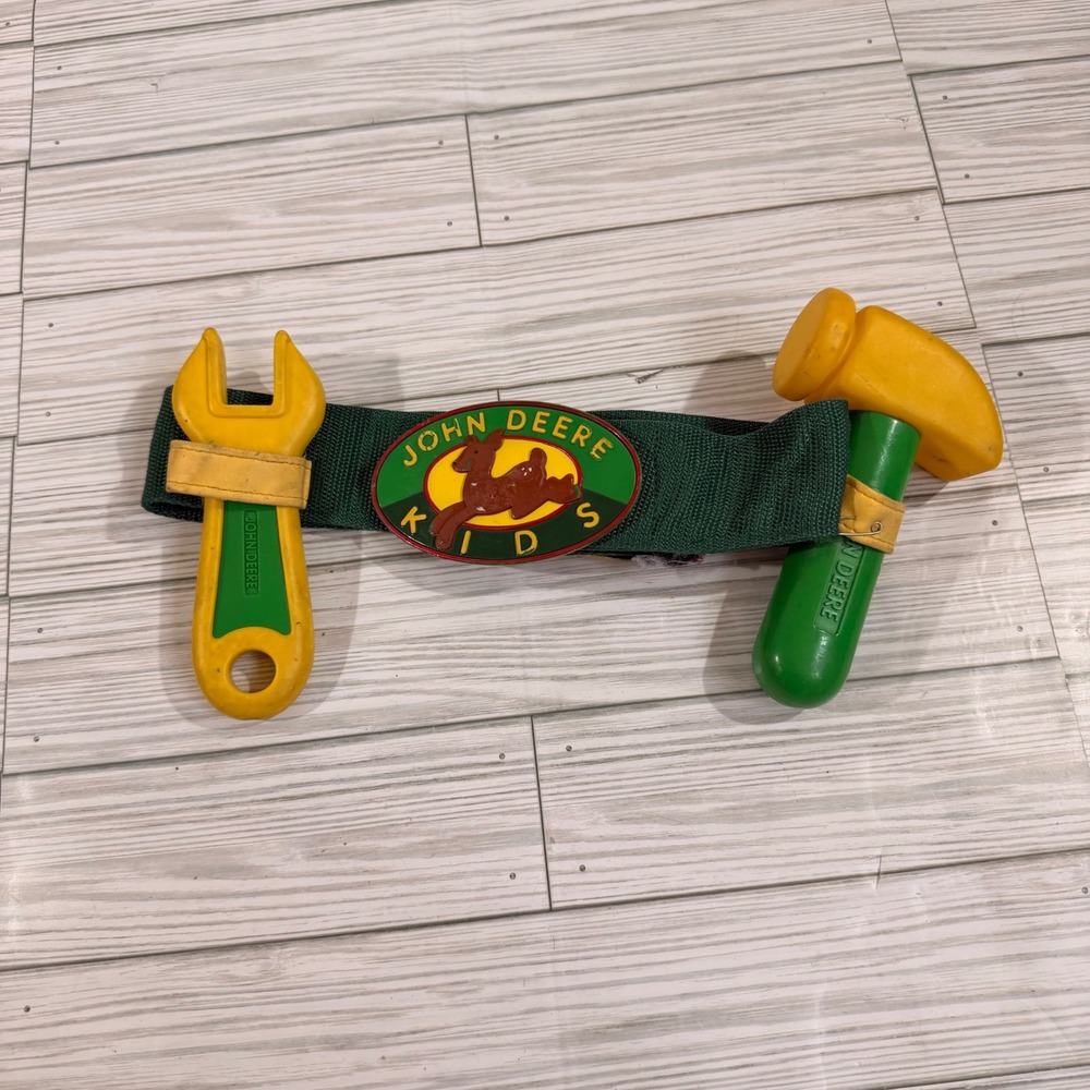Vintage John Deere Kids Toy Tool Belt with Plastic Hammer and Wrench